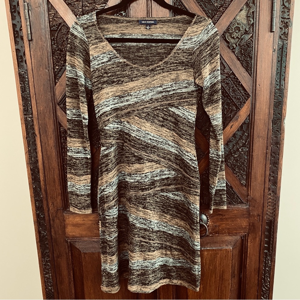 Max Edition Striped Fitted Knit Dress, Size S